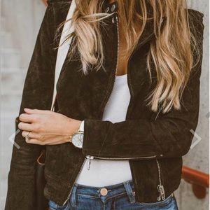 NWT- BlankNYC Chocolate Brown Sueded Moto Jacket
